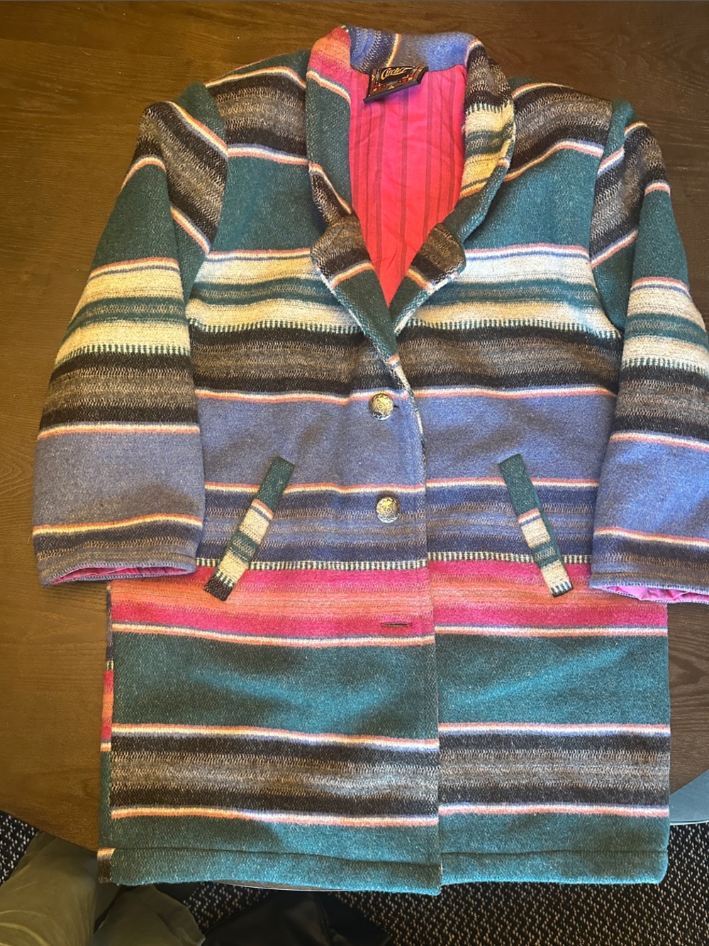 Circle T Vintage southwestern blanket coat - silver concho buttons.